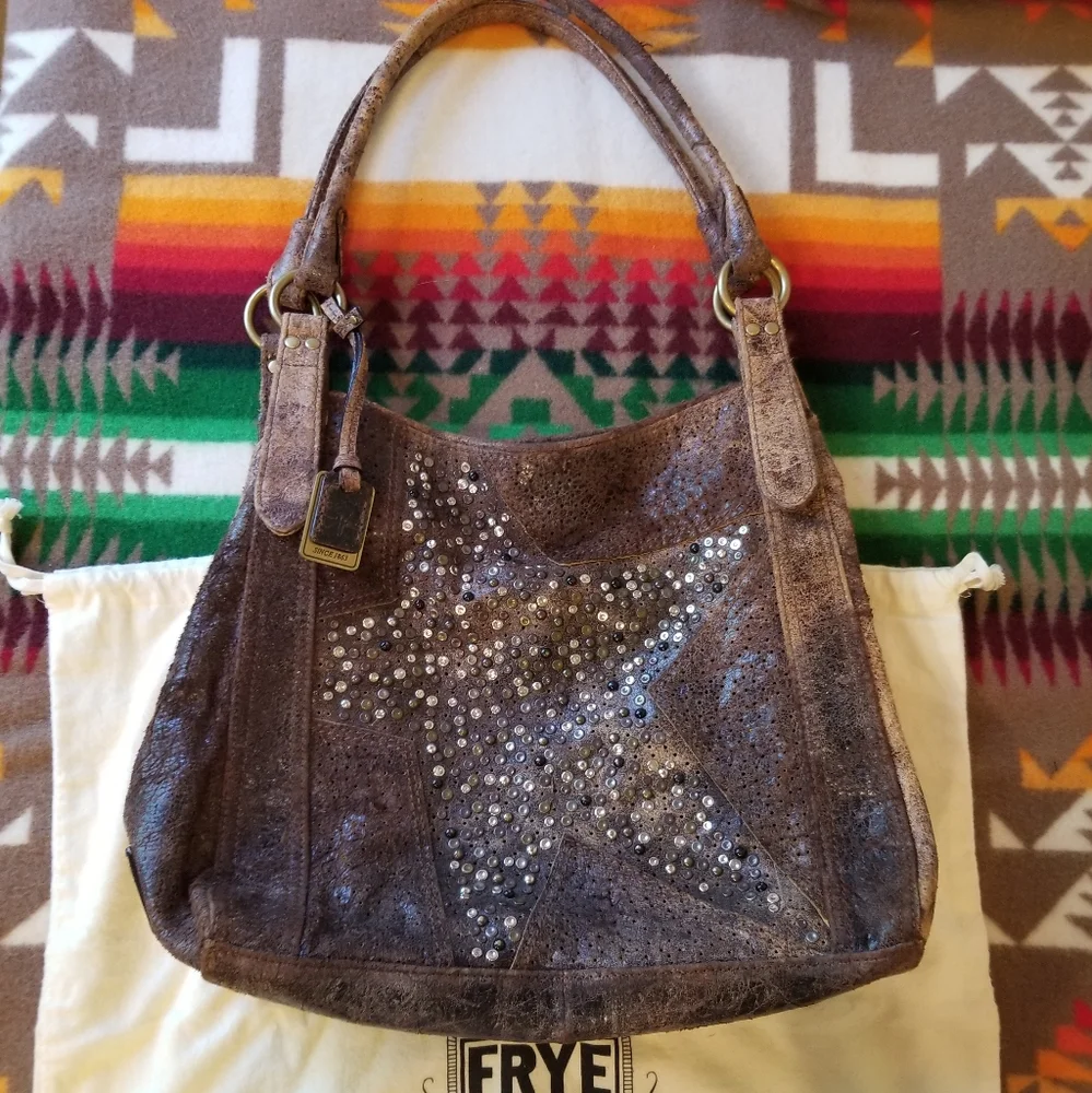 Frye Deborah Studded Star Distressed Handbag - Picture 3 of 16